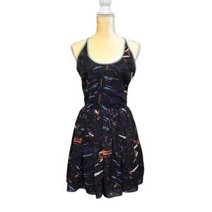 MM Couture By Miss Me Dress Size Small Black Abstract Pattern Open Back EUC